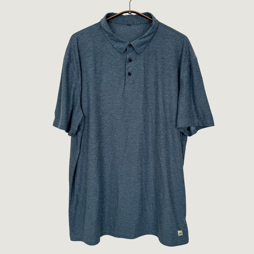 Vuori Mens Blue Heather Performance Short Sleeve Polo Shirt Size XL?